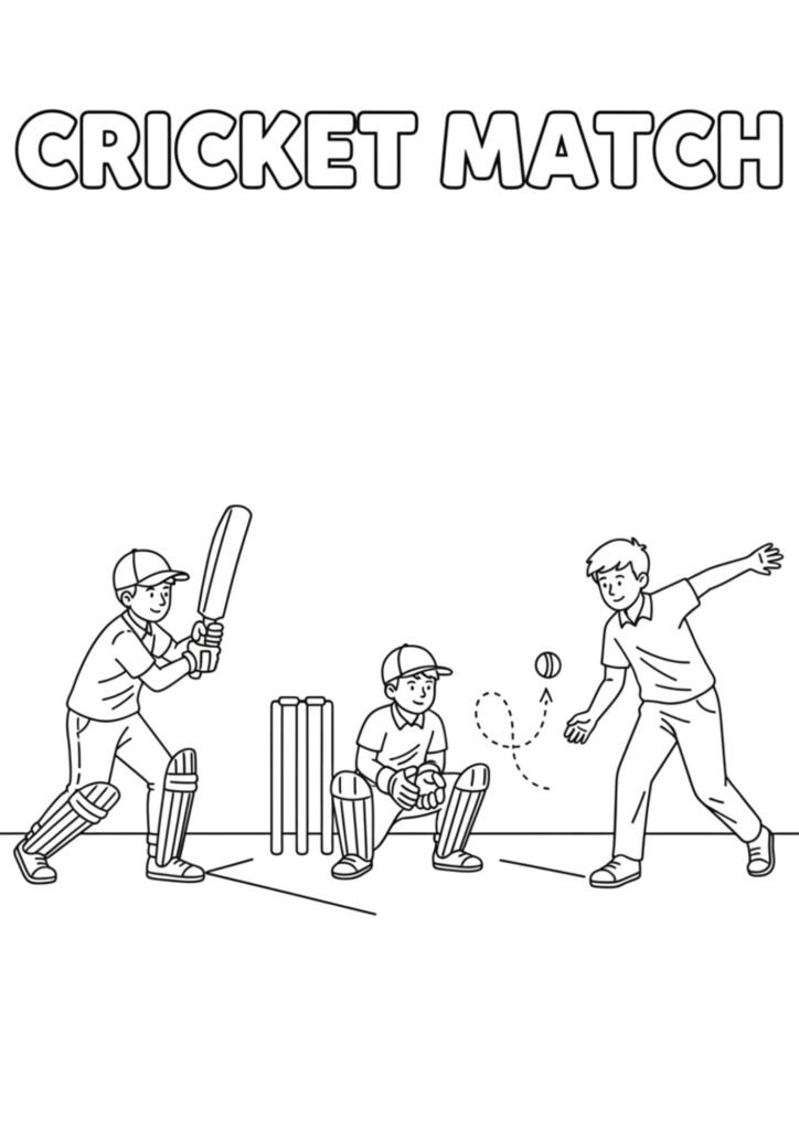 cricket match coloriong 1