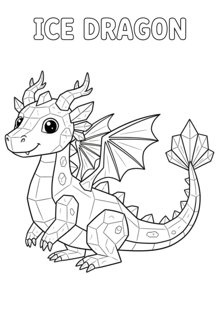 ice dragon crystal coloring page
