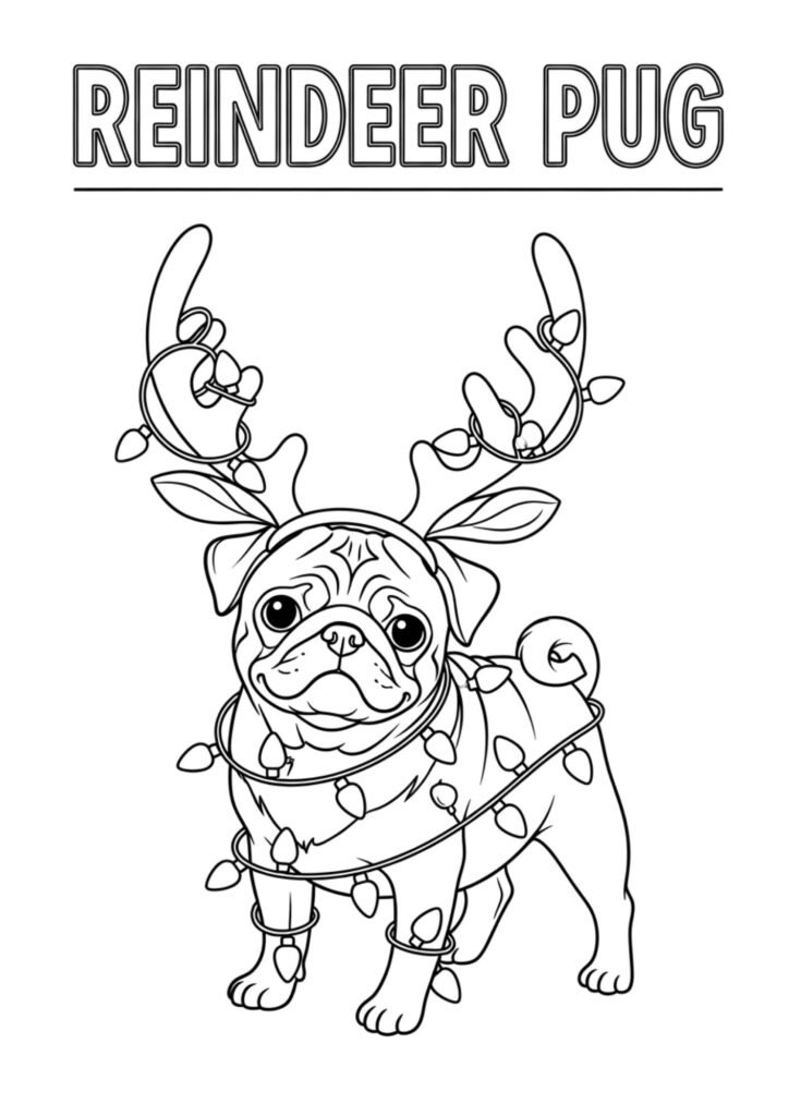christmess reindeer pug
