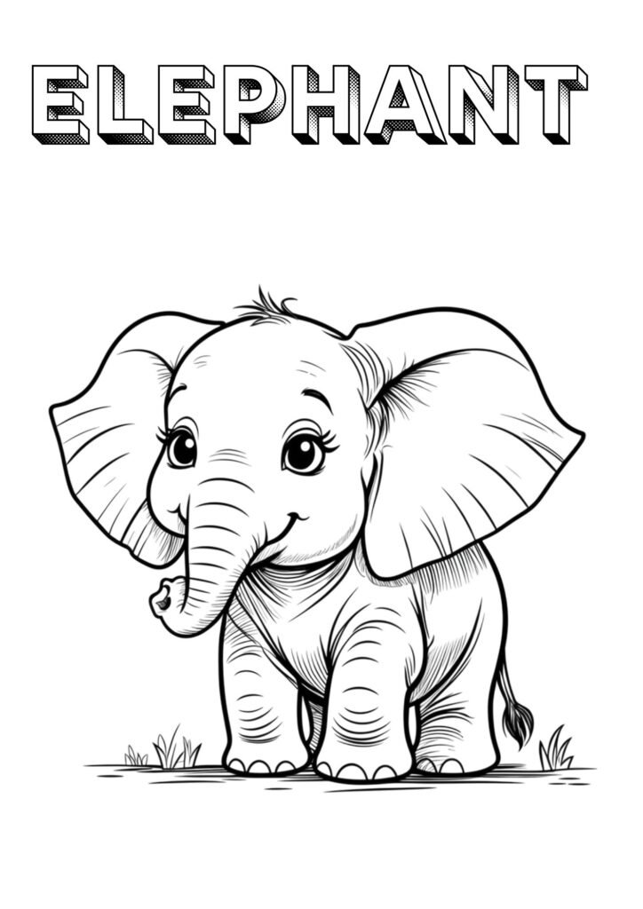 Elephant free printable coloring page for kids