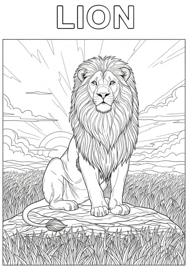 Lion free printable coloring page for kids