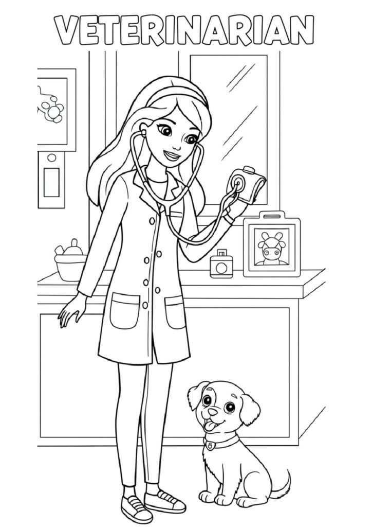veterinarian coloringdrawing