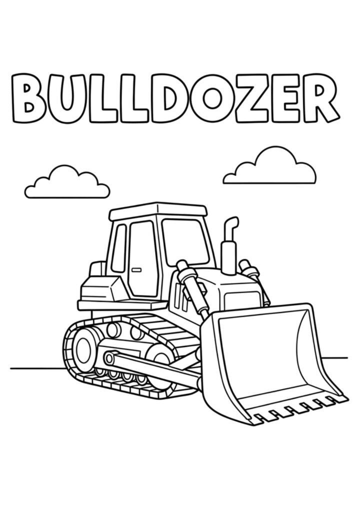 bulldozer kids coloring page no background