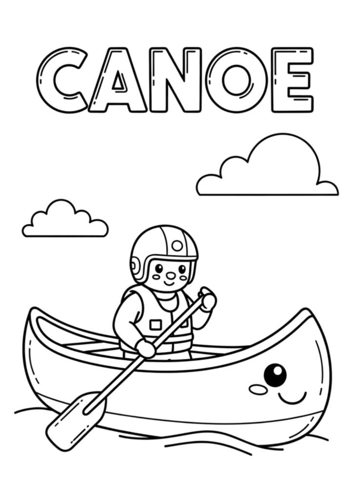 canoe kids coloring page no background