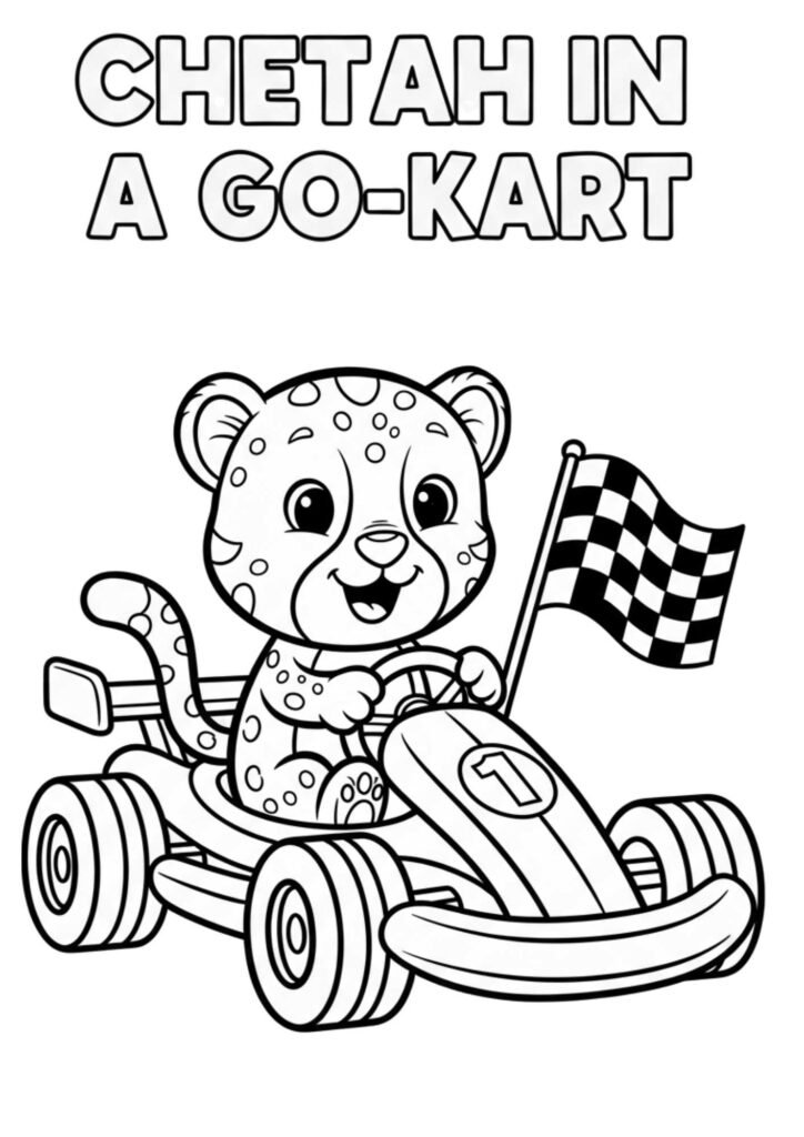 cheetah go kart coloring page