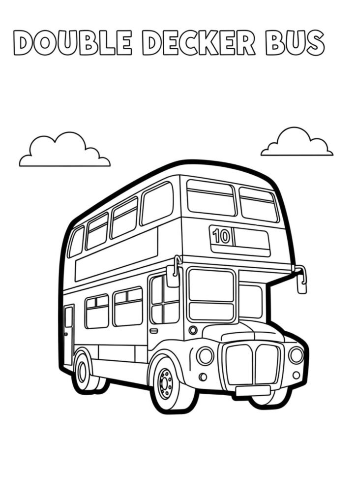 double decker bus kids coloring page no background