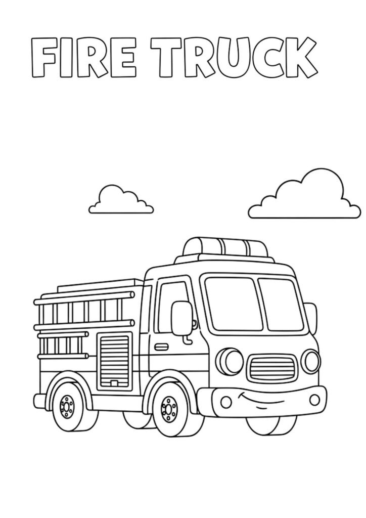 fire truck kids coloring page no background