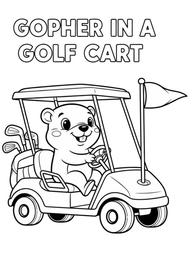 gopher golf cart coloring page