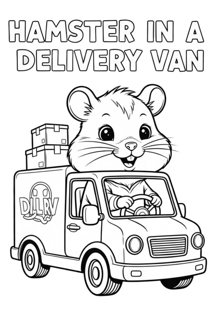 hamster delivery van coloring