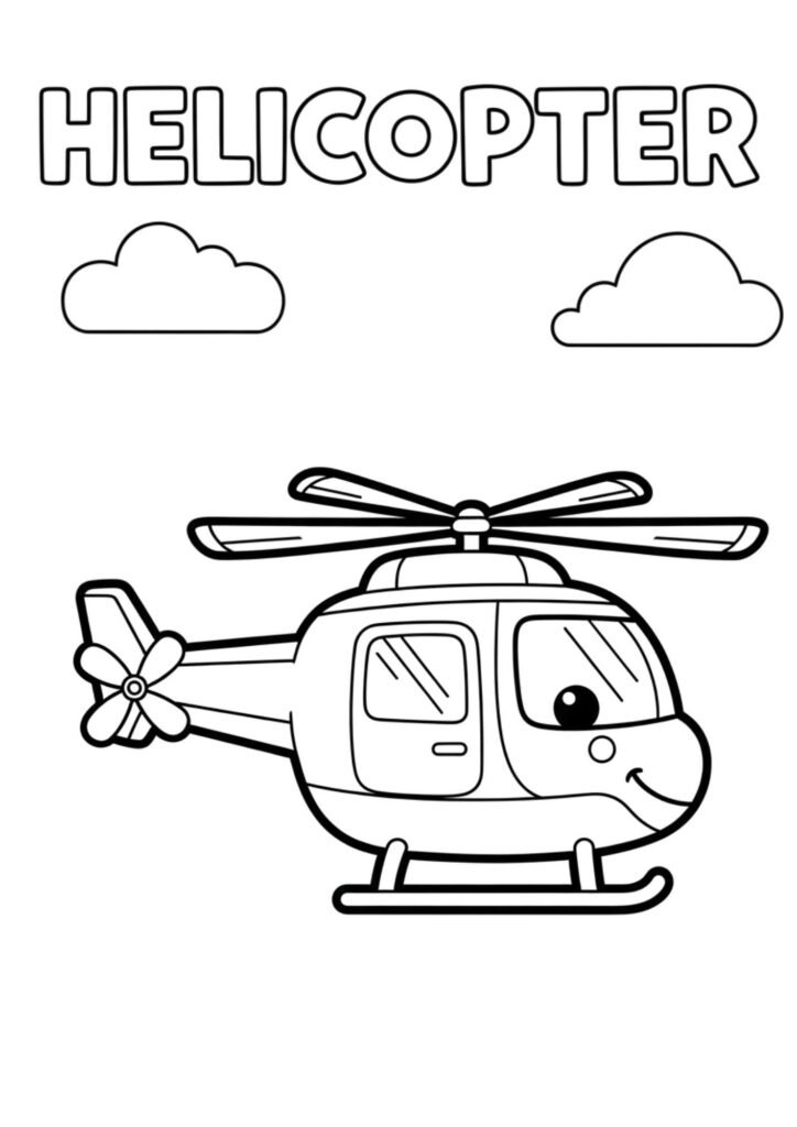 helicopter kids coloring page no background a4