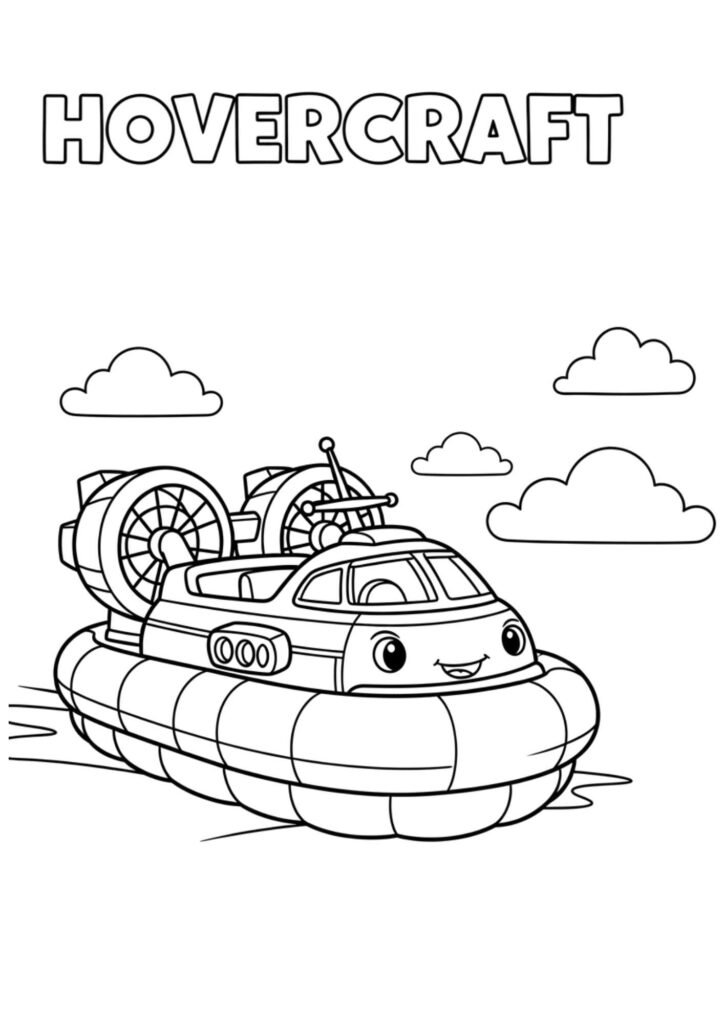hovercraft kids coloring page no background