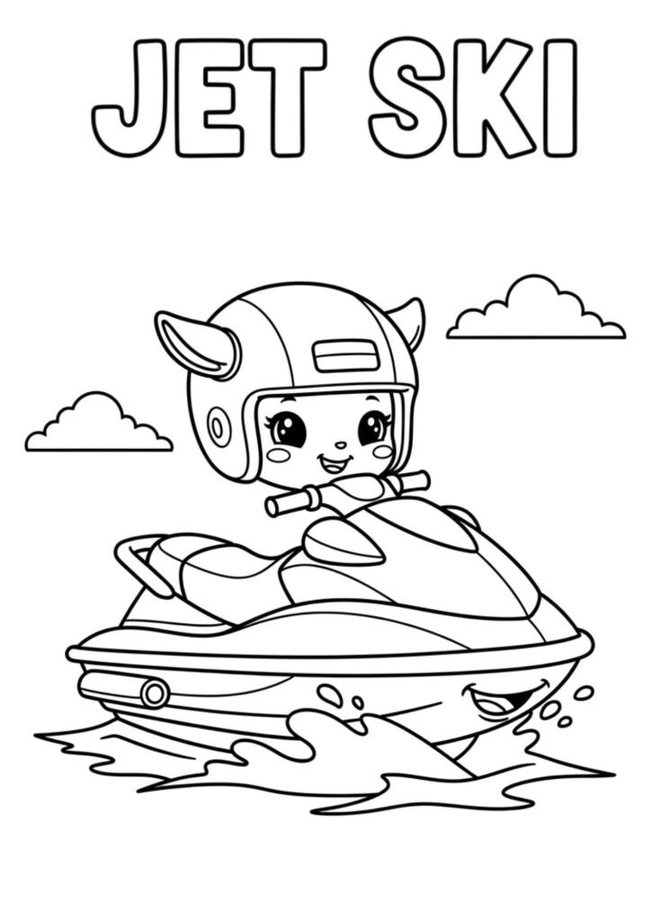 jet ski kids coloring page no background