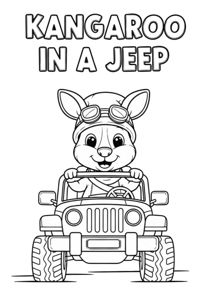 kangaroo jeep coloring page a4