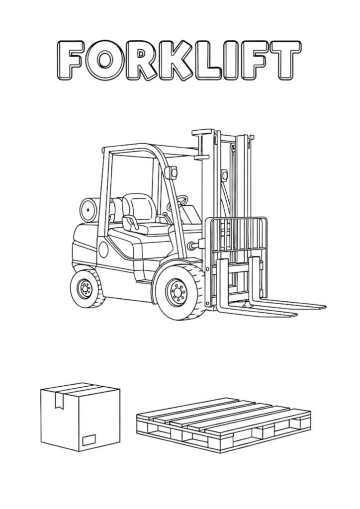 luxury forklift kids coloring page