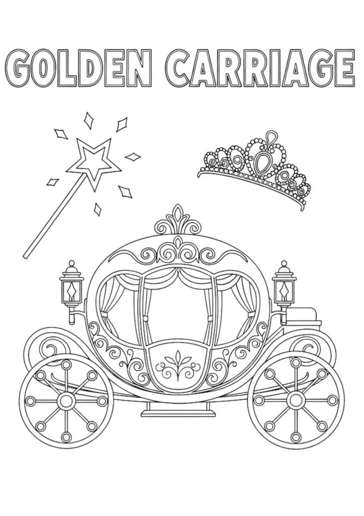 luxury golden carriage kids coloring page
