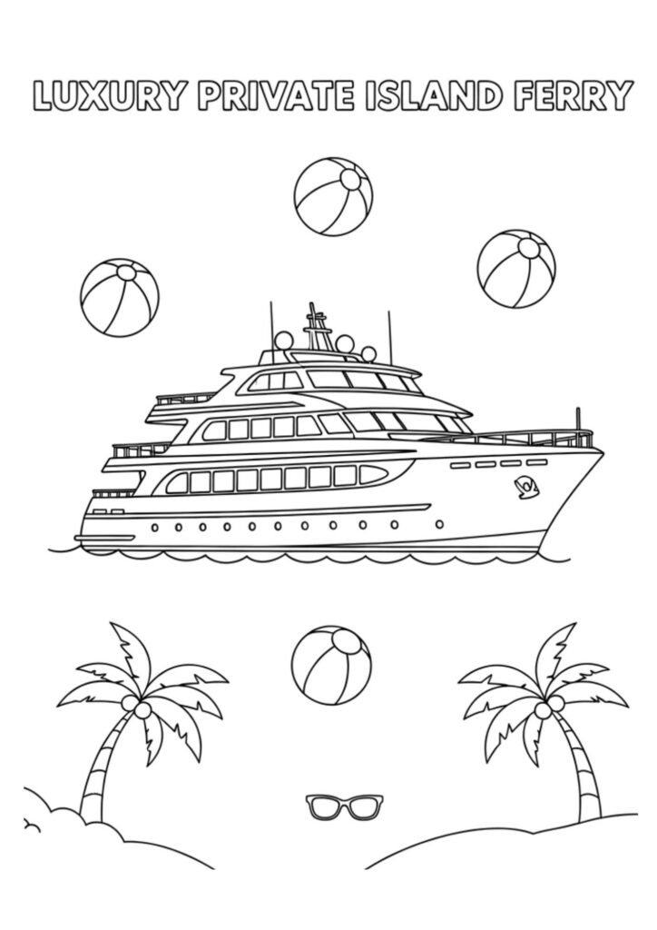 luxury luxury private island ferry kids coloring