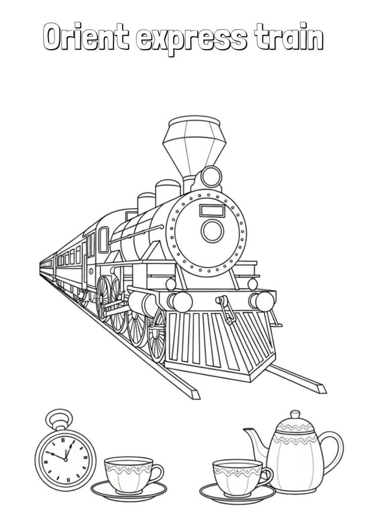 luxury orient express train kids coloring page