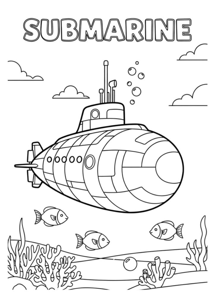 luxury submarine kids coloring
