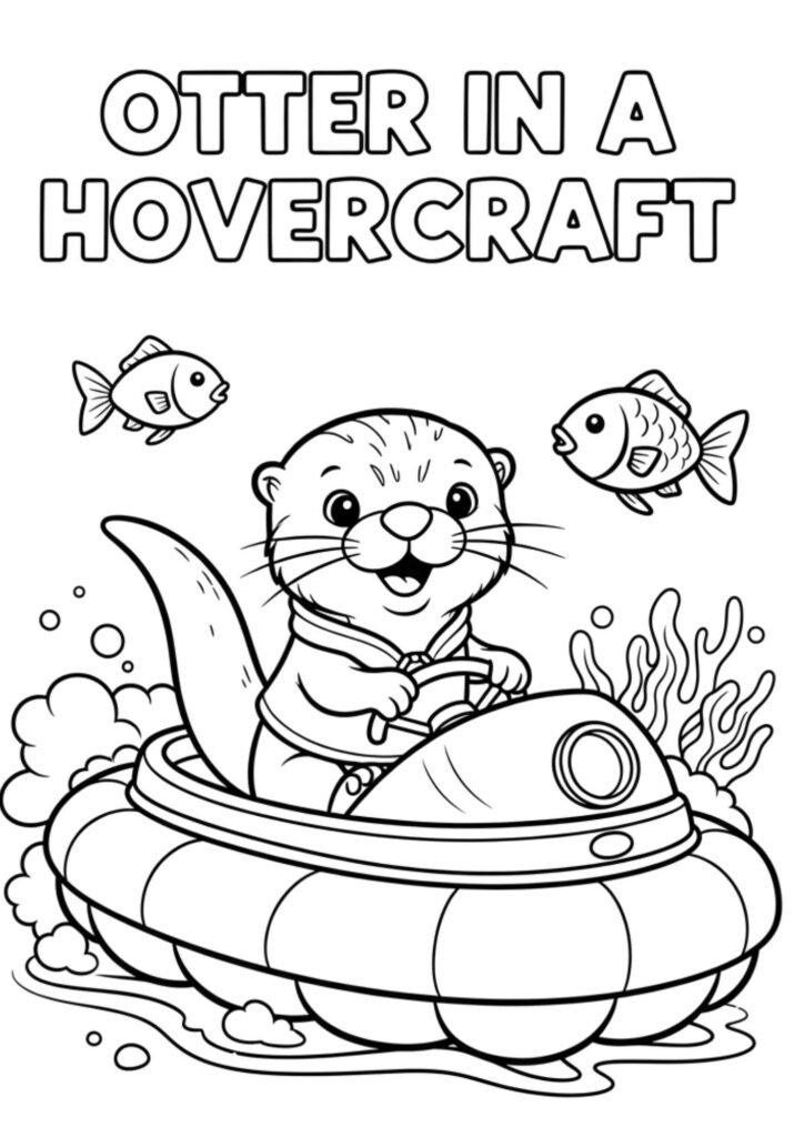 otter hovercraft coloring page