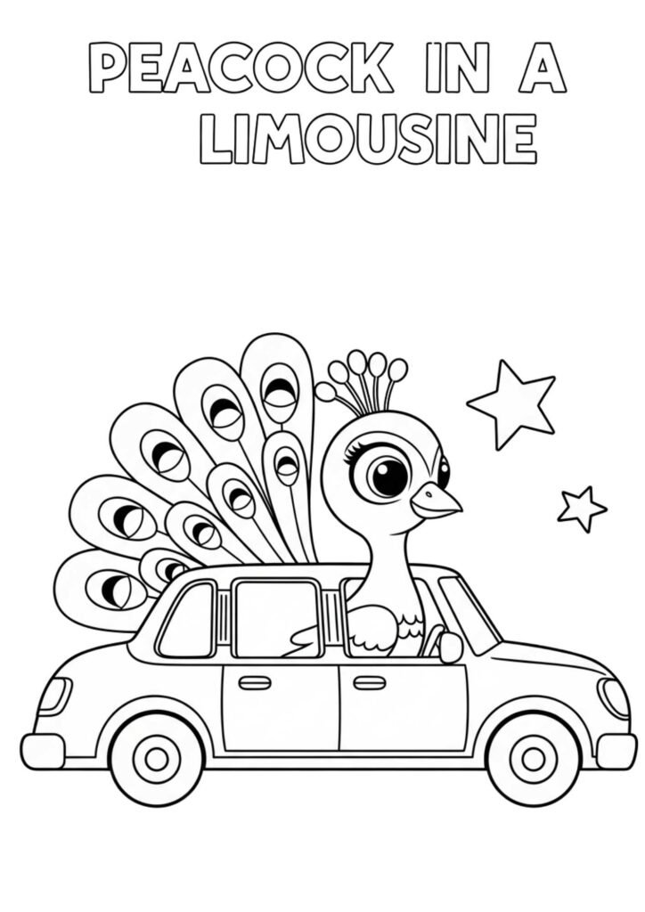 peacock limousine coloring page