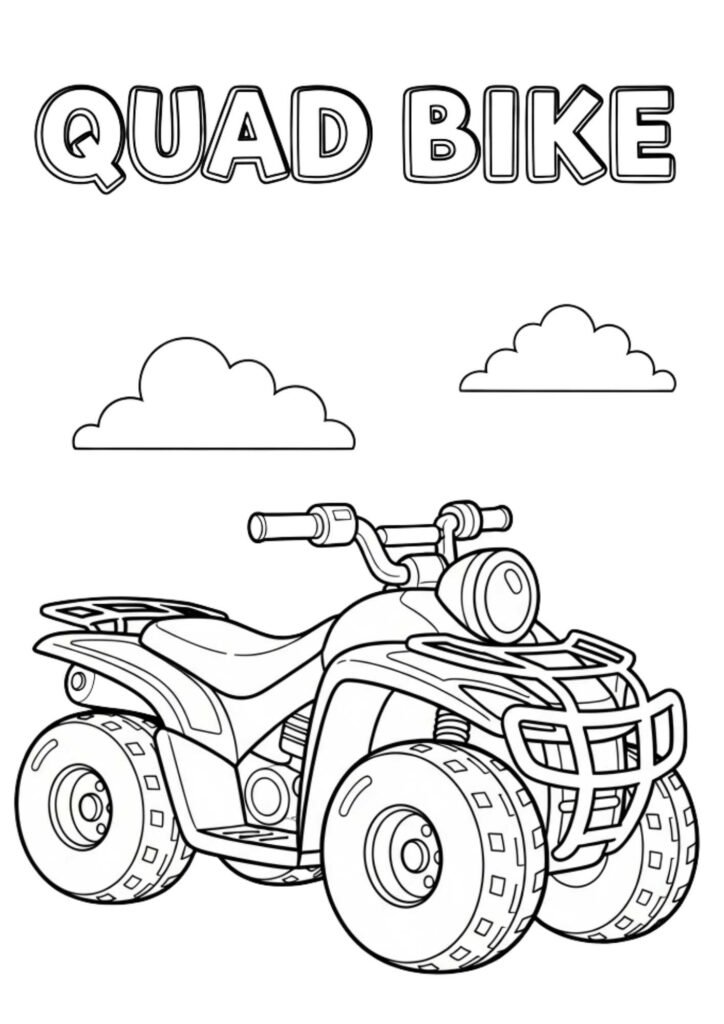 quad bike kids coloring page no background a4