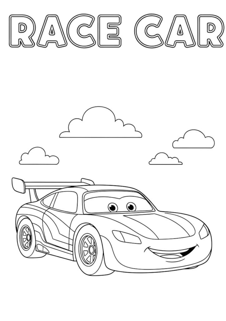 race car kids coloring page no background