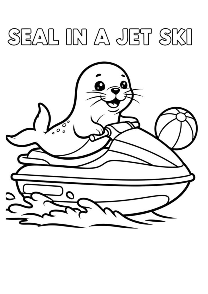 seal jet ski coloring
