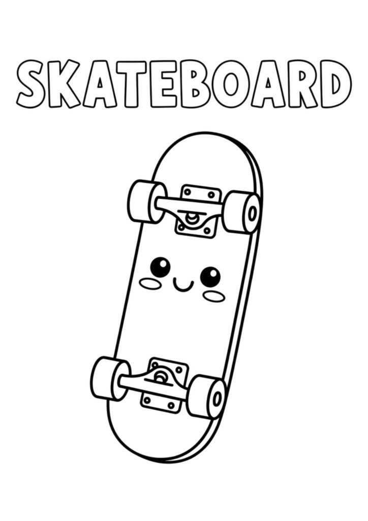 skateboard kids coloring page no background