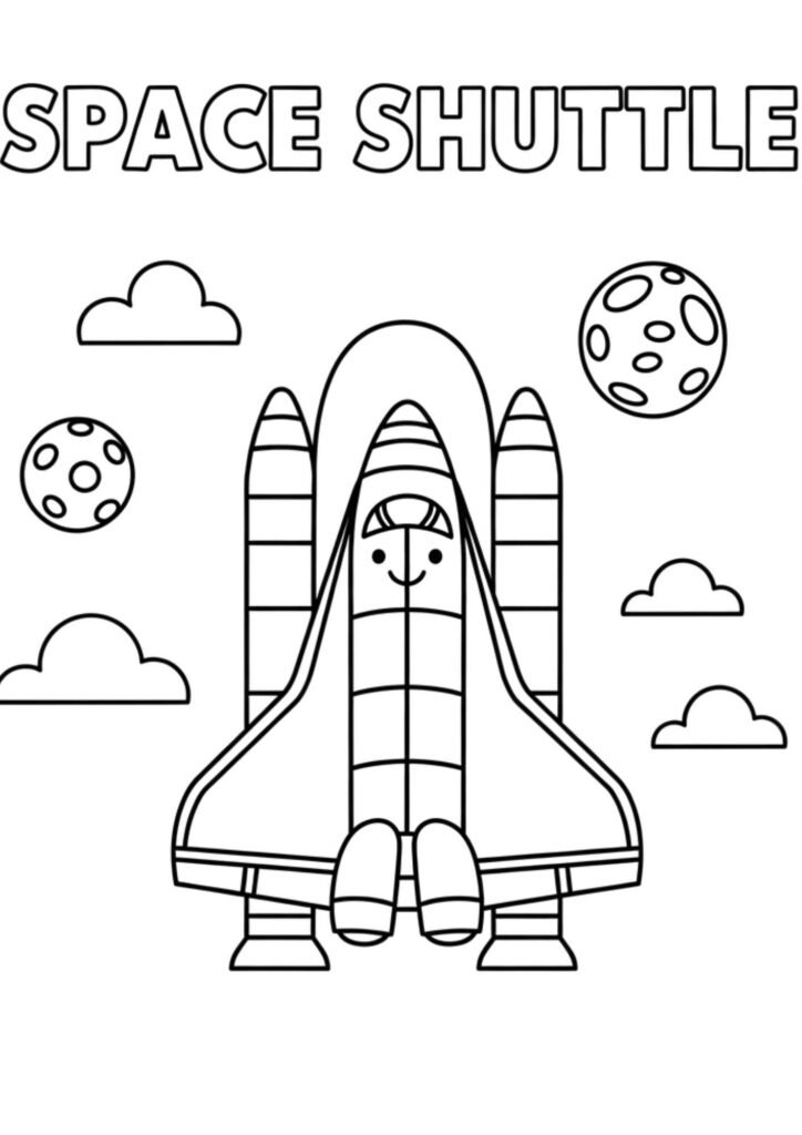 space shuttle kids coloring page no background