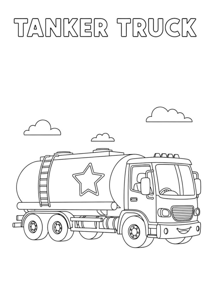 tanker truck kids coloring page no background