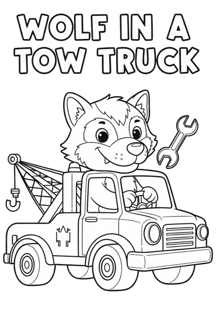 wolf tow truck coloring