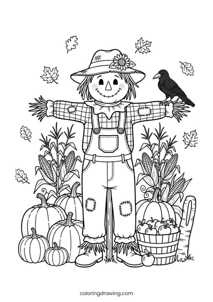 A friendly scarecrow ColoringPage