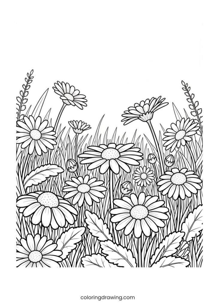 A meadow of daisies ColoringPage