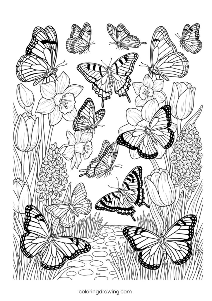 Garden butterflies ColoringPage