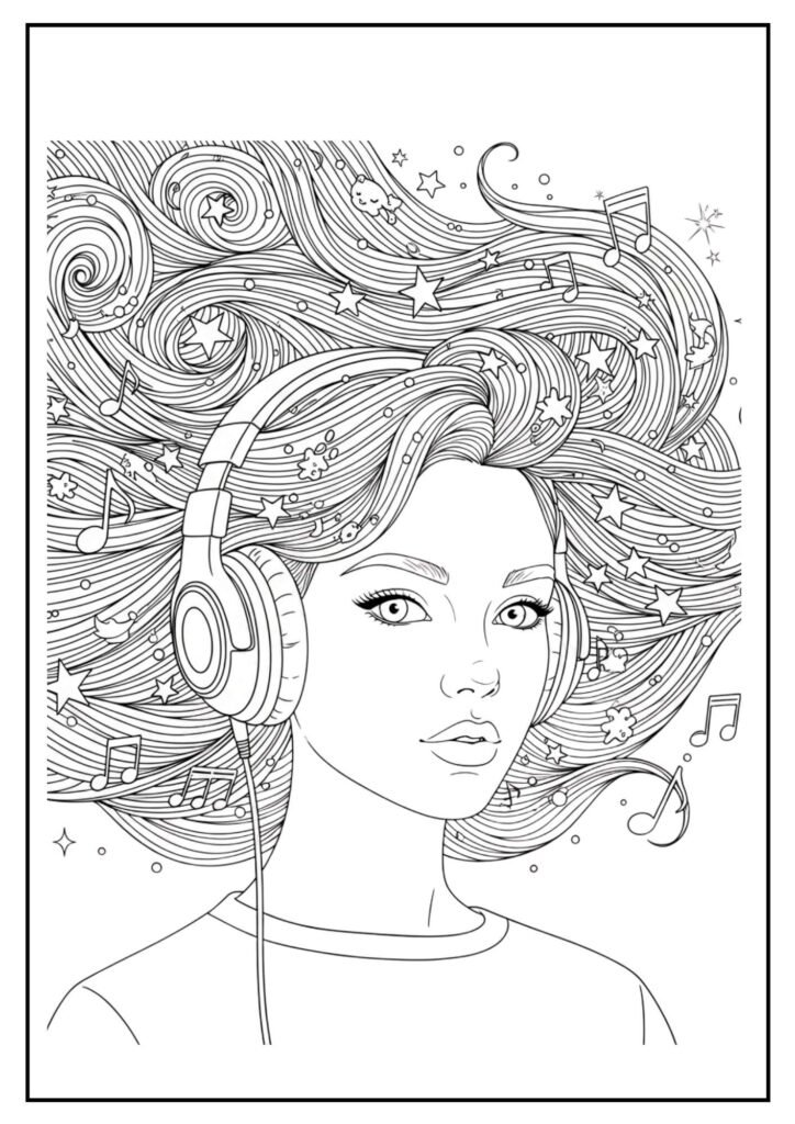 music coloring girl