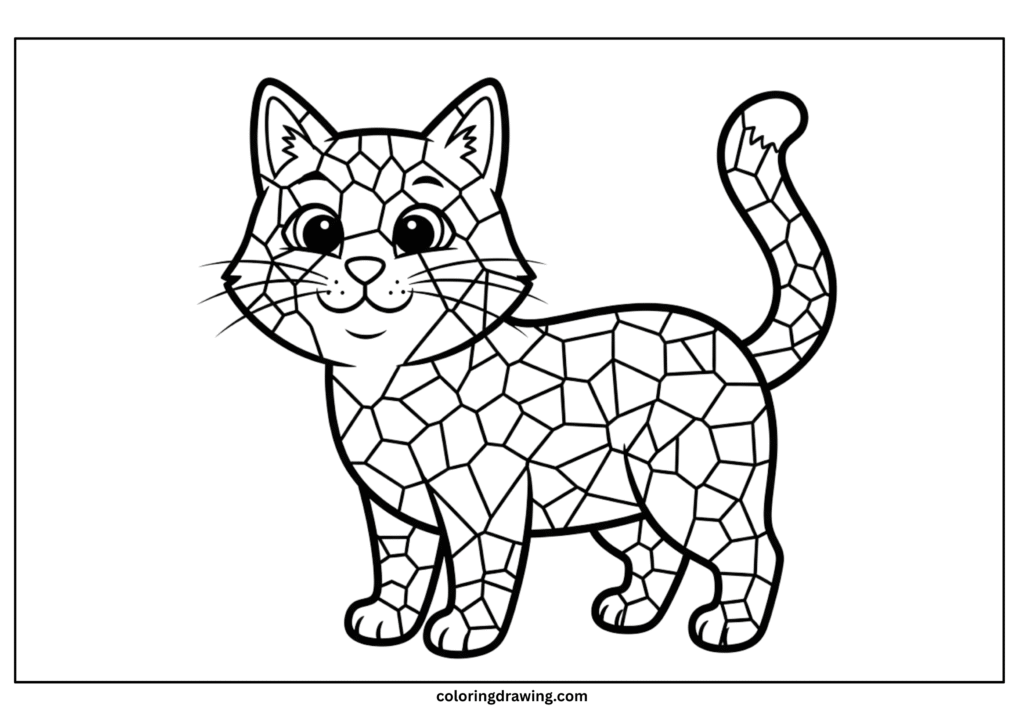 cat mosaic coloring page scaled