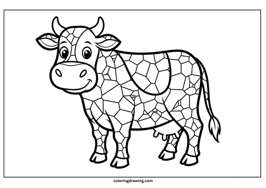 cow mosaic coloring page scaled