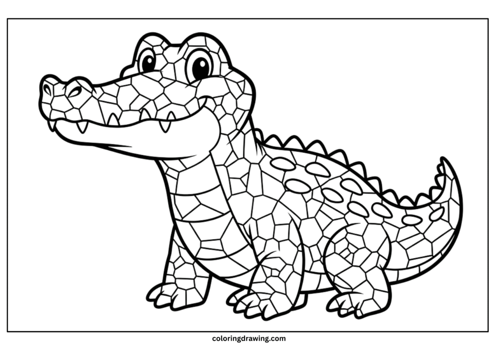 crocodile mosaic coloring scaled