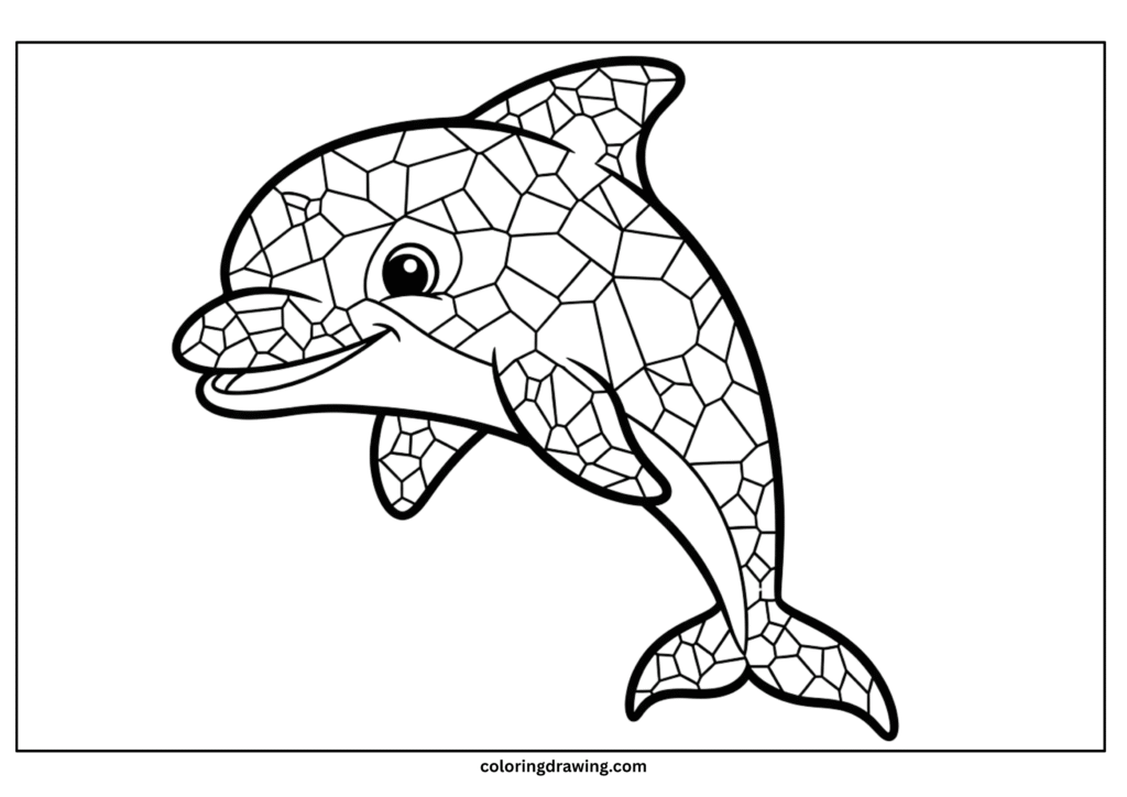 dolphin mosaic coloring page scaled