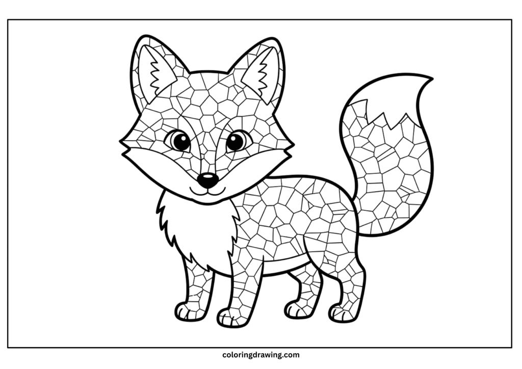 fox mosaic coloring page scaled