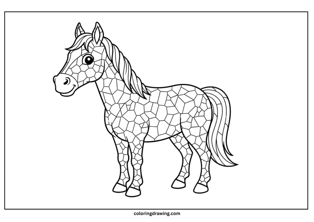 horse mosaic coloring page scaled