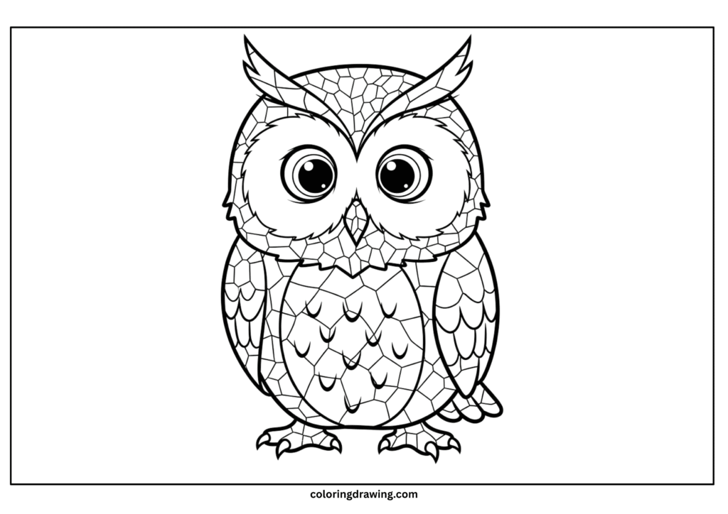 owl mosaic coloring page scaled