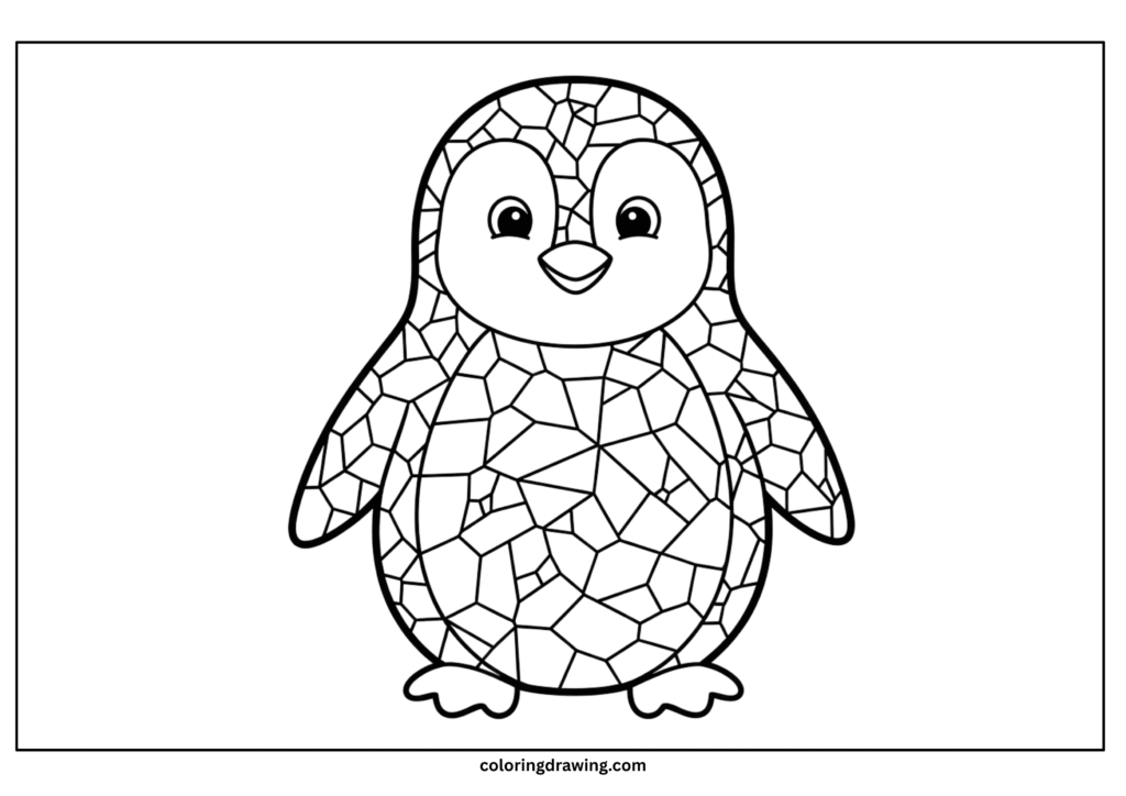 penguin mosaic coloring page scaled
