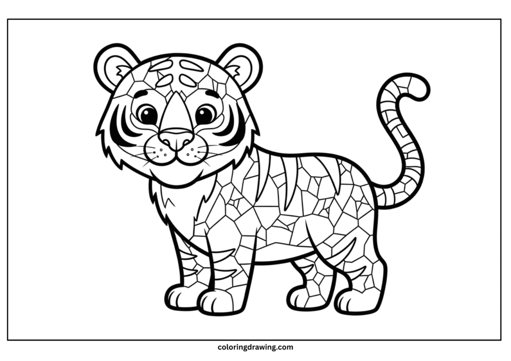 tiger mosaic coloring page scaled