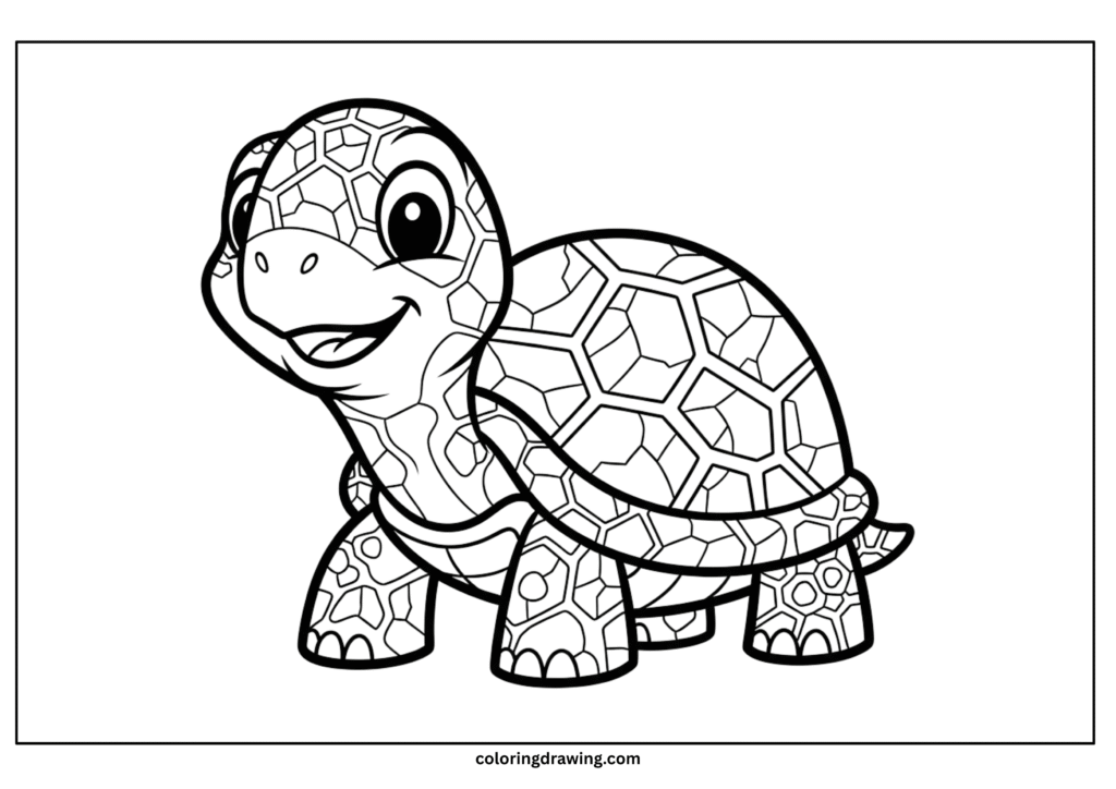 turtle mosaic coloring page scaled