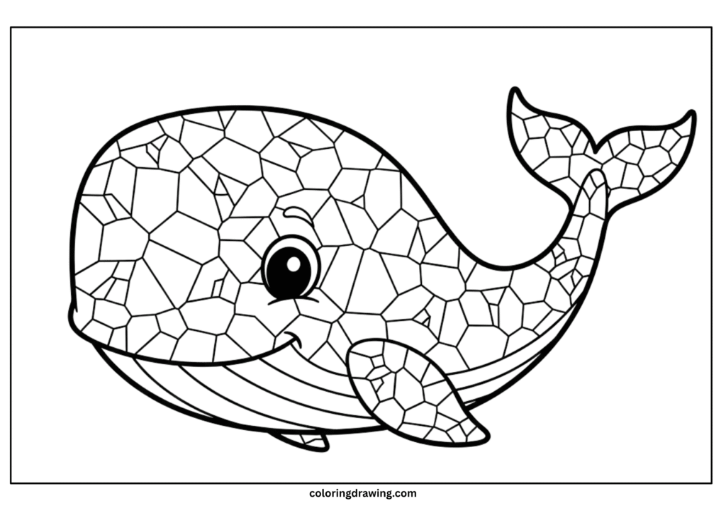 whale mosaic coloring page scaled