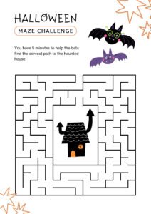 Halloween Maze Challenge Worksheet In Colorful Playful Style