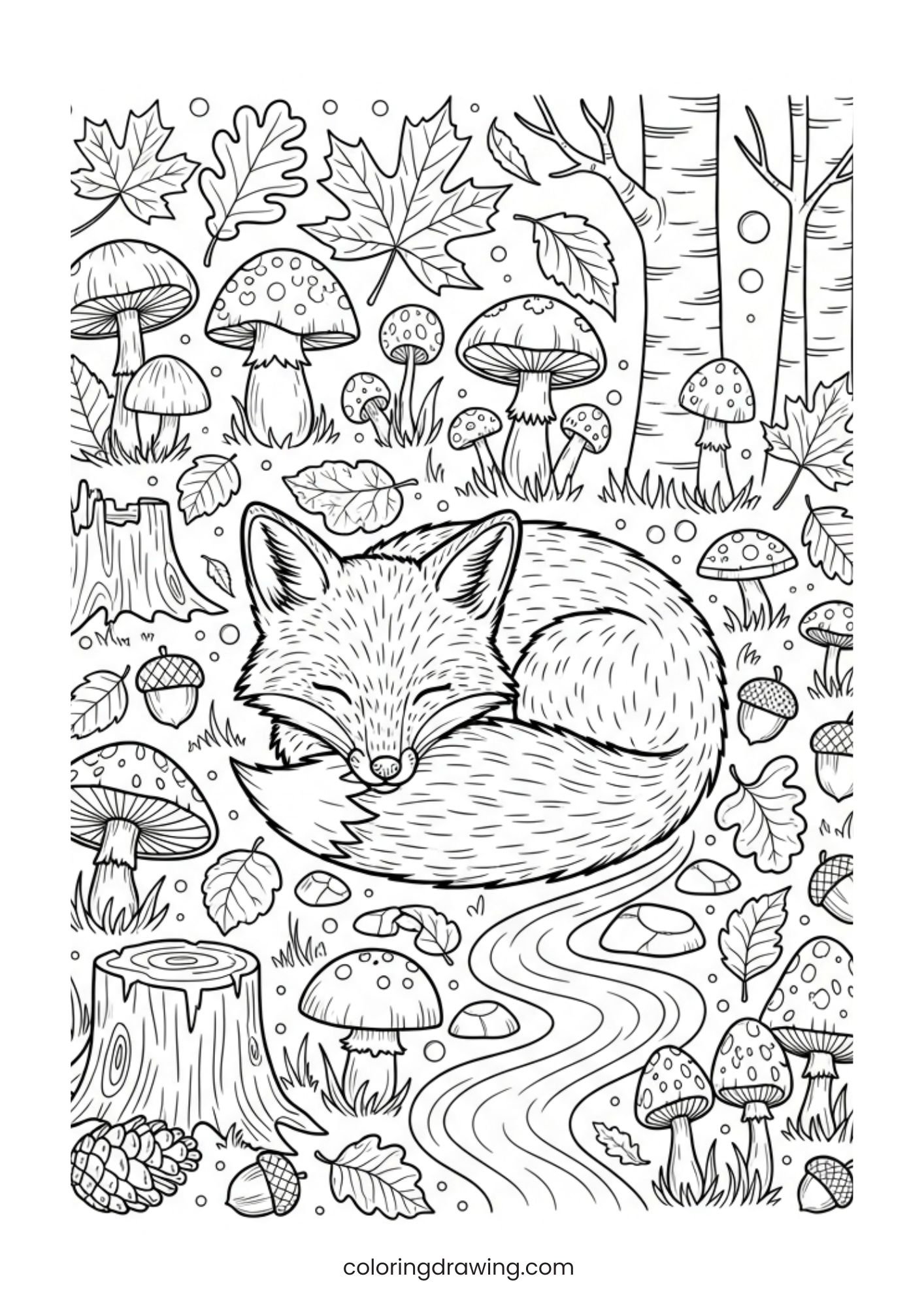 Fox free printable coloring page for kids