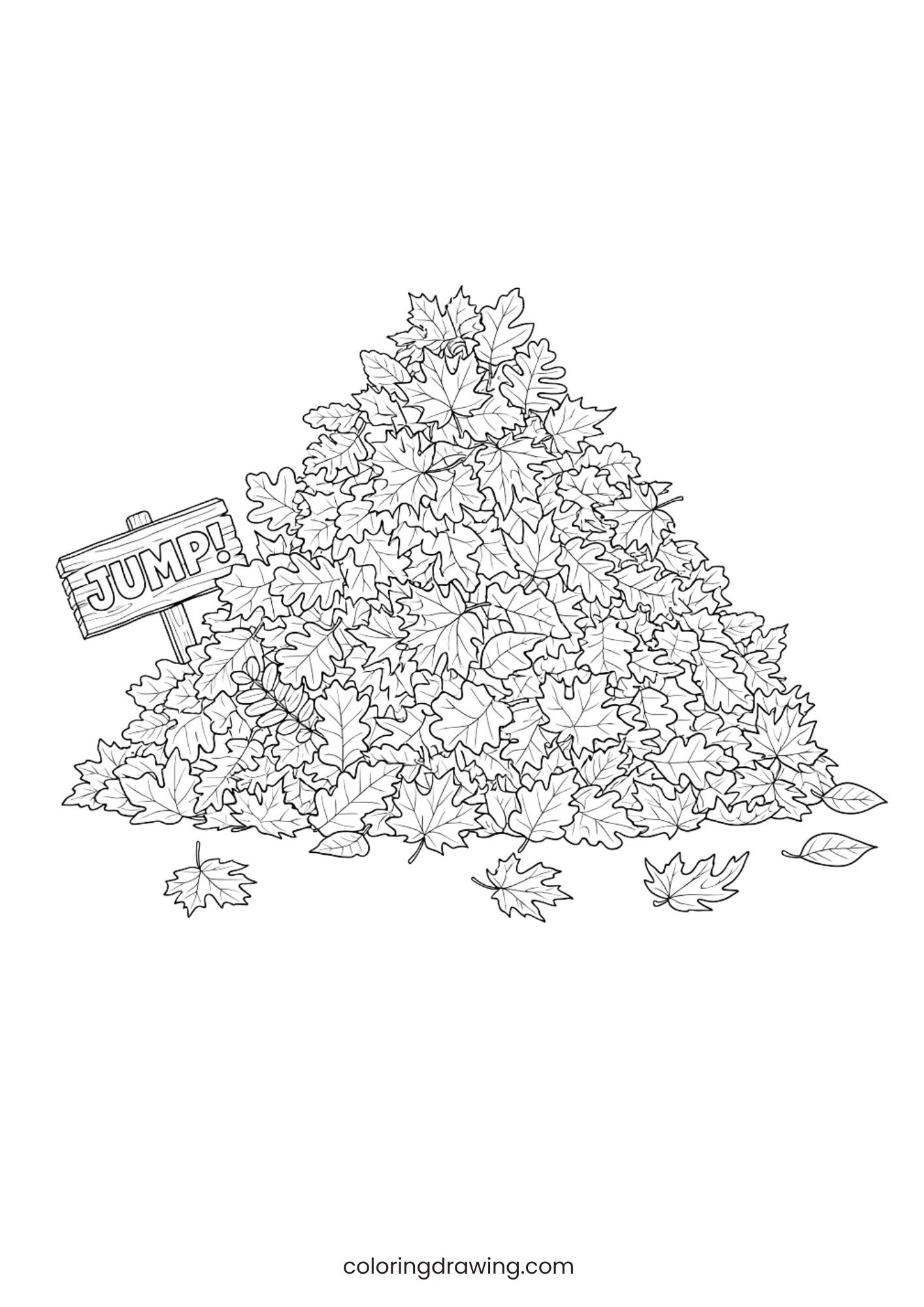 A pile of leaves to jump in ColoringPage
