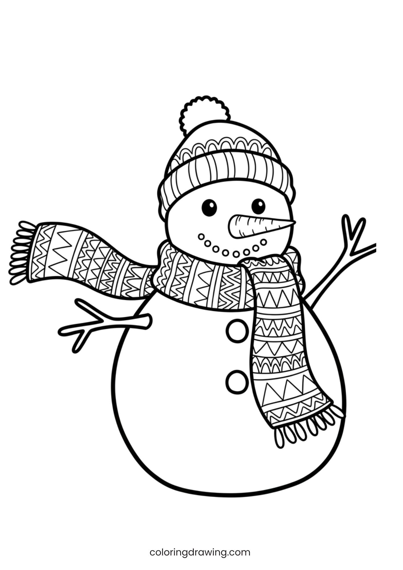 A snowman with a scarf ColoringPage